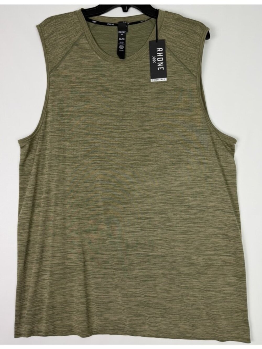 Rhone Reign Tech Sleeveless Tank Top Men XL Green Heathered Muscle Shirt NWT